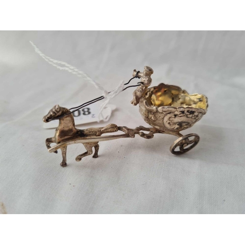 800 - A miniature Dutch cherub wheel cart being drawn by a pony - 3