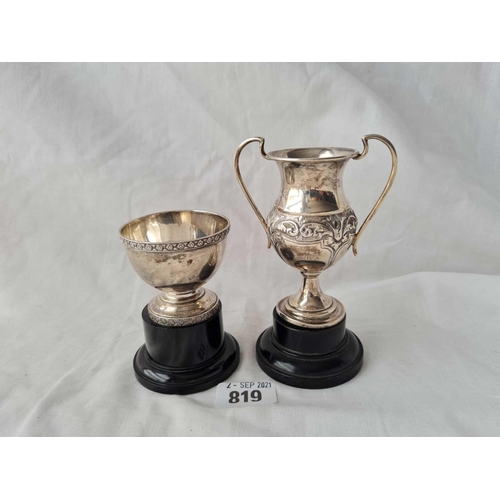 819 - An embossed two handled vase 0 Birmingham 1924 and a bowl - 2.25