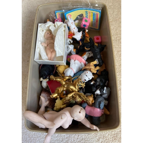 1602 - Two boxes of articulated dolls etc