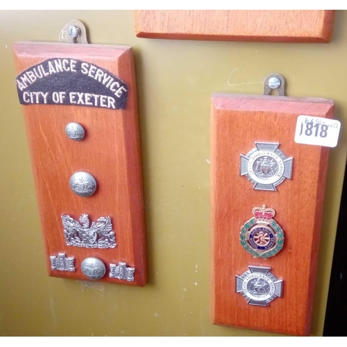 1818 - Three St Johns Ambulance Service plaques with enamel badges