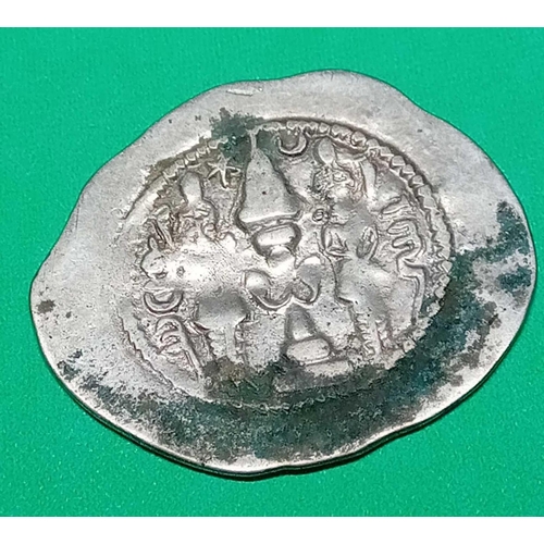 1168 - Sasanian (Persian) Empitre. Khusru I silver dracum. Nihavand mint year 35 =566-567 AD. Some oxide de... 