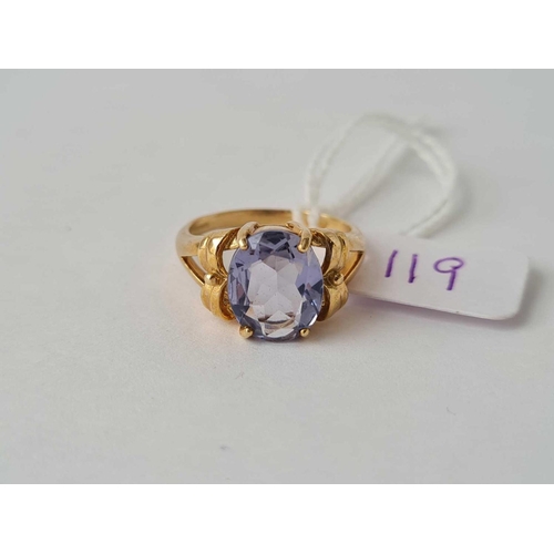 119 - A large oval tanzanite solitaire ring 9ct size N - 4.1 gms