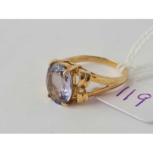 119 - A large oval tanzanite solitaire ring 9ct size N - 4.1 gms