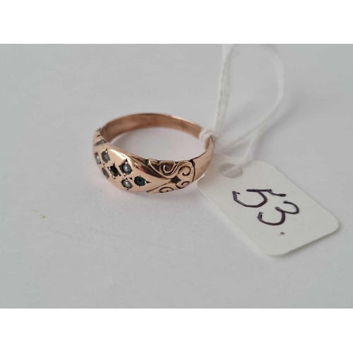 53 - Edwardian 9ct rose gold ring full hallmarks (shank damaged stones out)