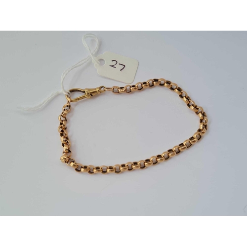 27 - A belcher link 9ct bracelet 5.2g inc