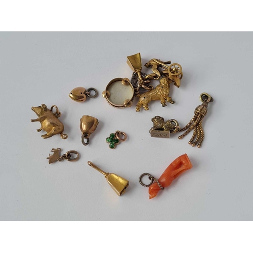 20 - Assorted gold and coral and metal charms