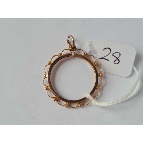 28 - A 9ct sovereign mount 1.4g