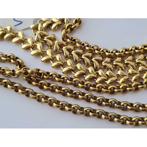 5 - A long belcher link gold plated neck chain and one other