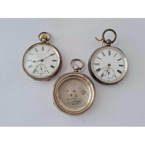 1009 - Two gents silver pocket watches one with key both with seconds dials W/O plus silver pocket watch ca... 