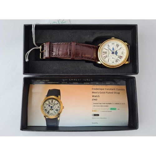 1012 - A cased gents wrist watch multi dial by Frederique Constant Geneve classics men's wrist watch with l... 