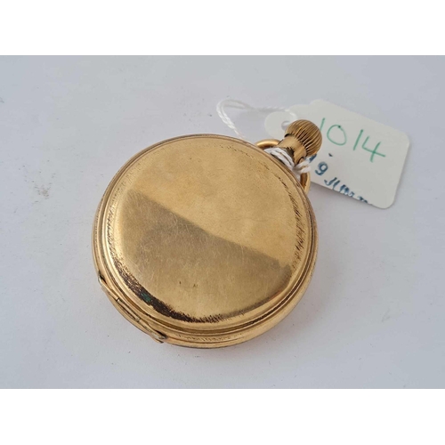 1014 - A rolled gold gents hunter pocket watch by Thos Russell and Son with seconds dial W/O