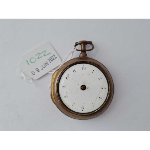 1022 - A gilt metal pair cased pocket watch AF