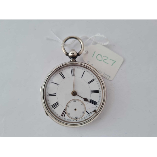 1027 - A gents silver pocket watch second dial hand missing