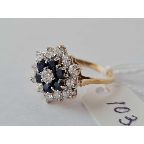 103 - A sapphire and white stone dress ring 9ct size M 1/2 - 3 gms