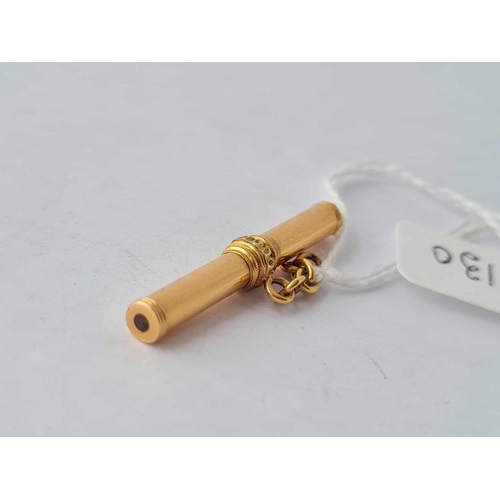 130 - A unusual gold T bar watch key 14ct gold - 5 gms