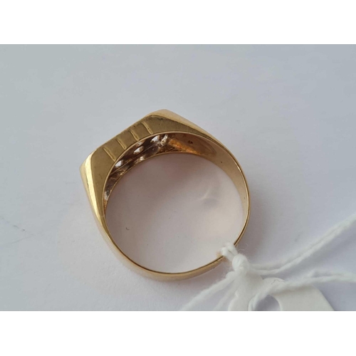 145 - A multi stone signet ring 9ct size Q - 3.6 gms