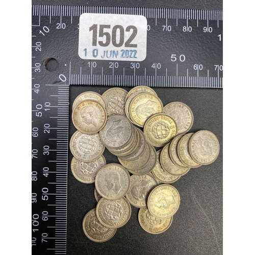 1502 - Quantity of better grade George III silver 3ds 43 g.