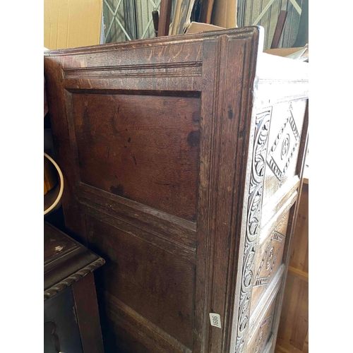 1686 - A 17th Century oak coffer with panelled front and top