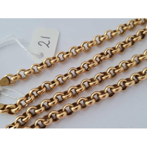 21 - A BELCHER LINK NECK CHAIN 9CT 24 INCHES - 20.6 GMS