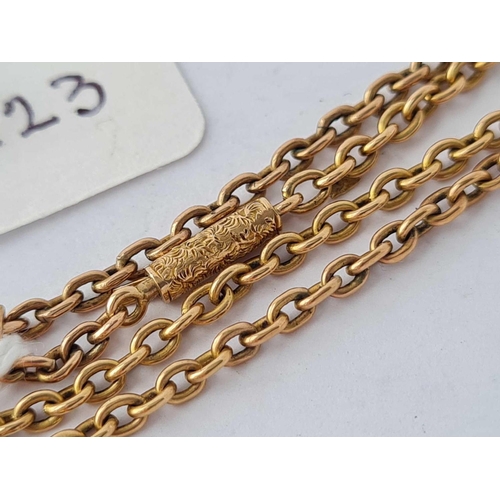 223 - A antique neck chain with bolt clasp 9ct 15 inches - 6.2 gms