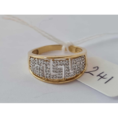 241 - A Greek style diamond ring 9ct size N - 3.2 gms