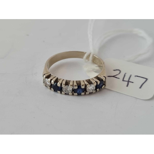 247 - A SIX STONE DIAMOND AND SAPPHIRE RING 18CT GOLD SIZE M - 3.2 GMS