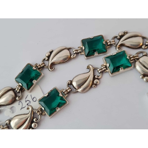 256 - A Scandinavian silver and green paste necklace