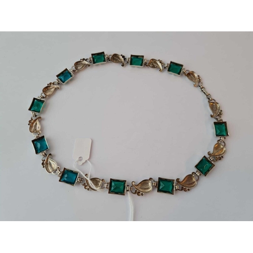 256 - A Scandinavian silver and green paste necklace