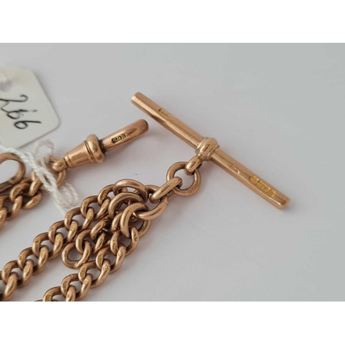 266 - VICTORIAN HEAVY 9CT ROSE GOLD DOUBLE ALBERT TAPERING WATCH CHAIN 59G