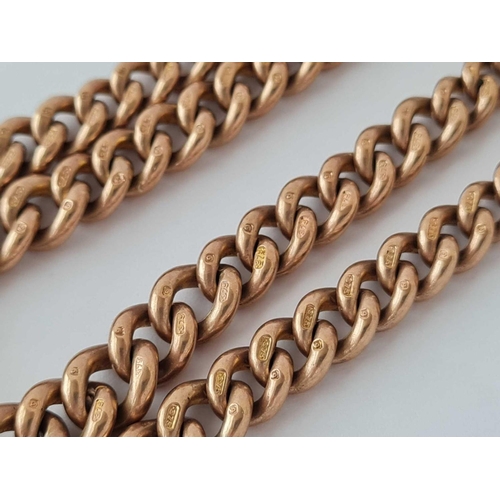 266 - VICTORIAN HEAVY 9CT ROSE GOLD DOUBLE ALBERT TAPERING WATCH CHAIN 59G