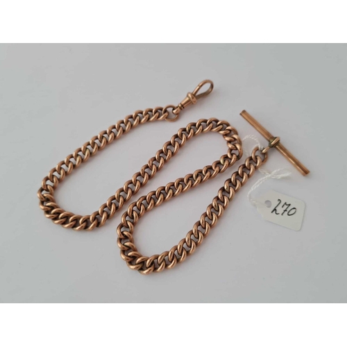 270 - A VICTORIAN ALBERT 9CT ROSE GOLD WATCH CHAIN 16.3g