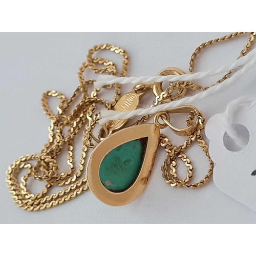 271 - An 18ct gold turquoise pendant on 18ct gold chain 3.9g