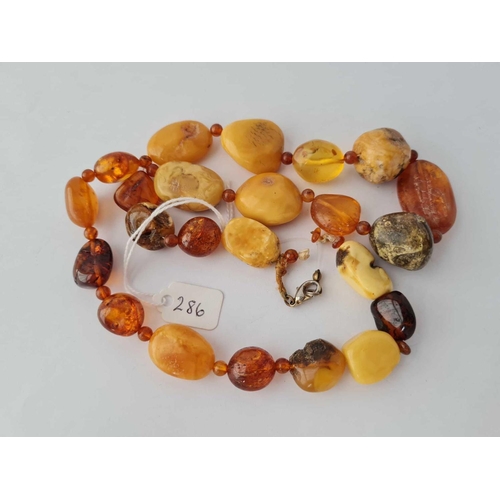 286 - A string of amber beads