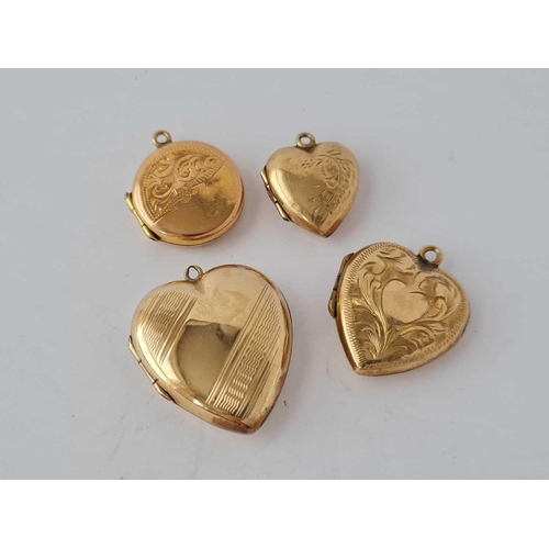 307 - Four back and front lockets ( three heart shaped ) 9ct - 9.5 gms