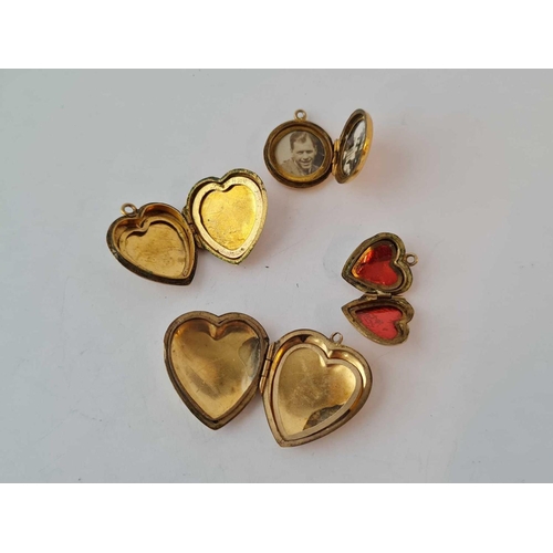 307 - Four back and front lockets ( three heart shaped ) 9ct - 9.5 gms