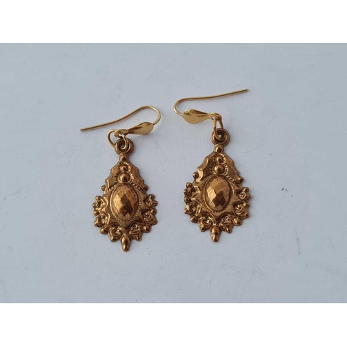 338 - A pair of embossed earrings 9ct