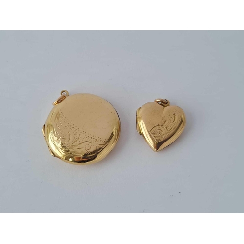 355 - Two back and front lockets 9ct, one heart shaped