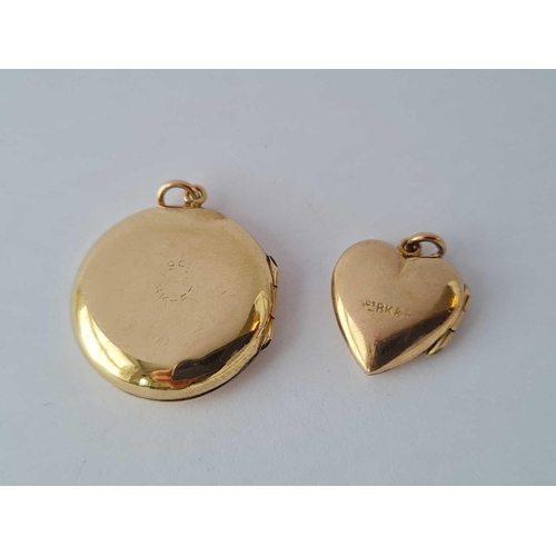 355 - Two back and front lockets 9ct, one heart shaped