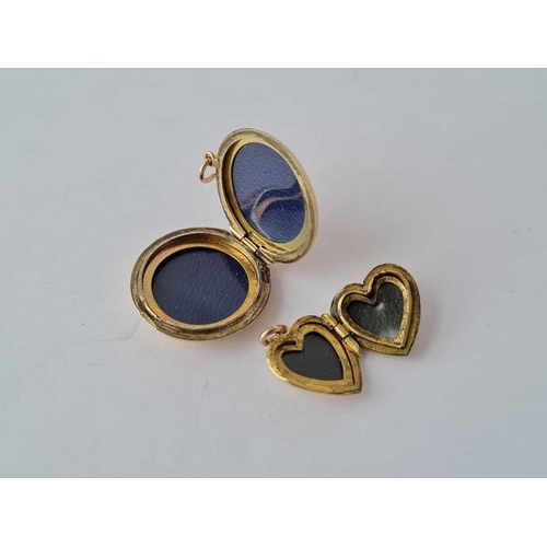 355 - Two back and front lockets 9ct, one heart shaped