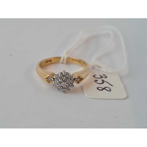 358 - 9ct Diamond cluster ring, hallmarked, size M