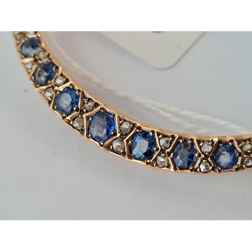 360 - ANTIQUE VICTORIAN GOLD SAPPHIRE & DIAMOND SET CRESCENT BROOCH