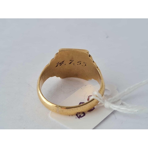 388 - A oblong signet ring 9ct size Q - 4.9 gms