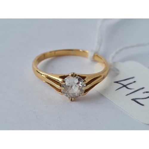 412 - A SOLITAIR DIAMOND RING 18CT GOLD SIZE L - 2 GMS