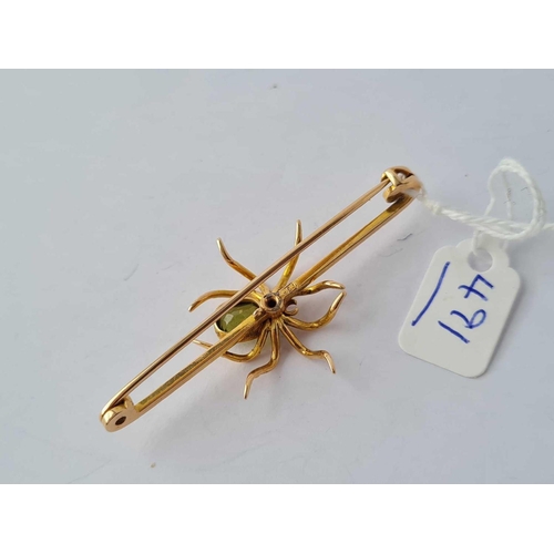 491 - A EXCELLENT GOLD SPIDER BROOCH 15CT GOLD