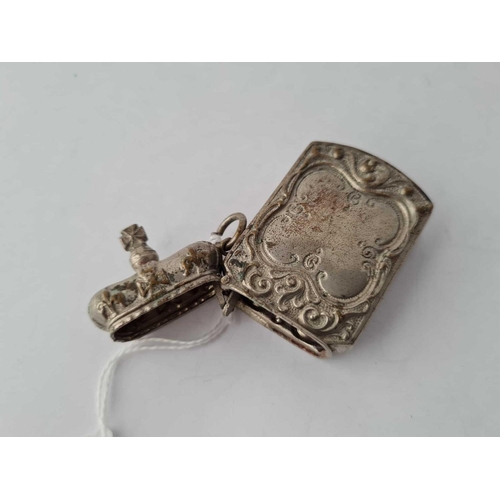 505 - A metal cross crown toped vesta case