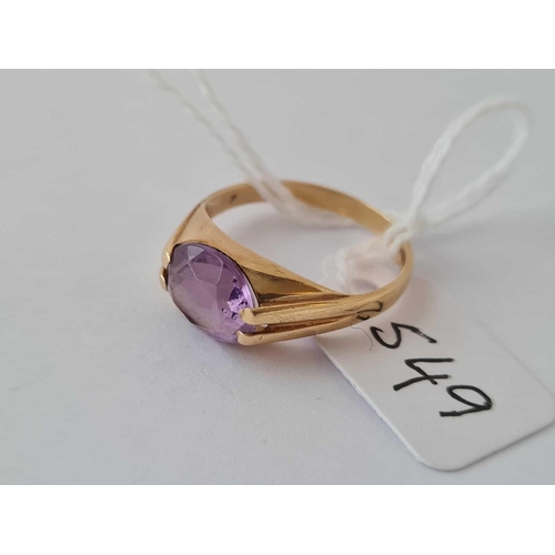 549 - An amethyst 9ct dress ring size O 2.5g inc