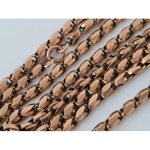 556 - A LONG GOLD GUARED CHAIN 9CT 58 INCHES - 45 GMS