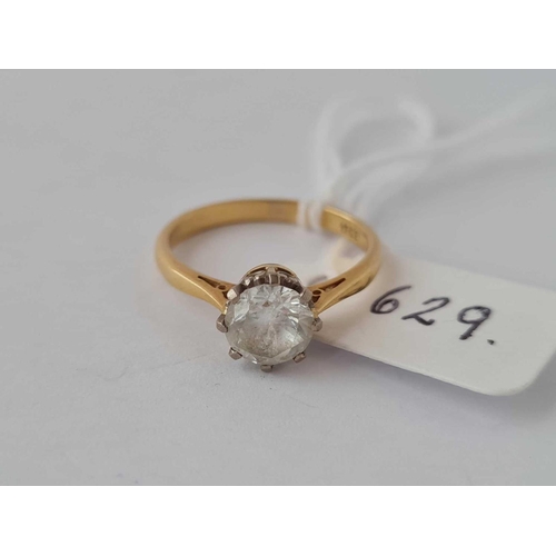 629 - A solitaire ring 18ct gold size k 1/2 - 2.8 gms