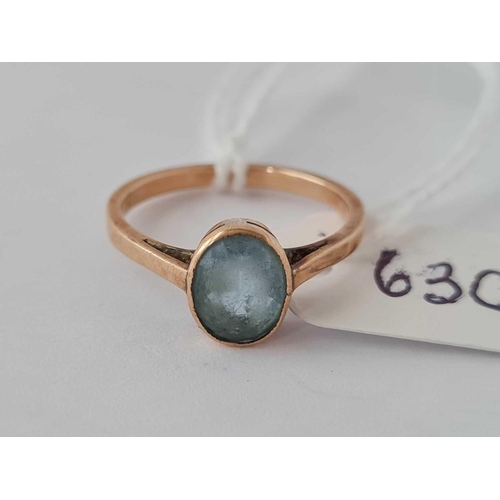 630 - A blue stone ring 9ct size L - 1.7 gms