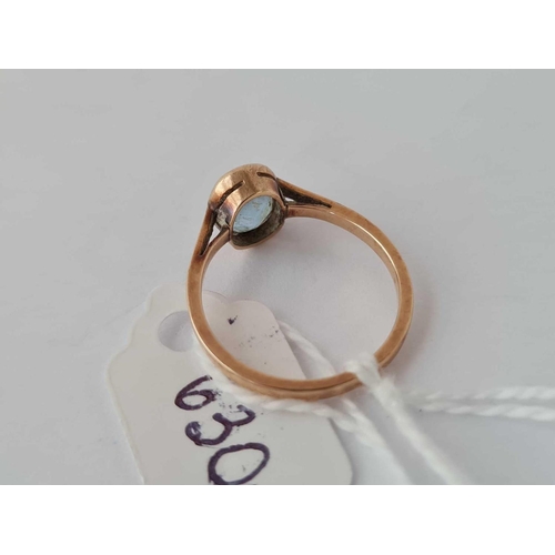 630 - A blue stone ring 9ct size L - 1.7 gms